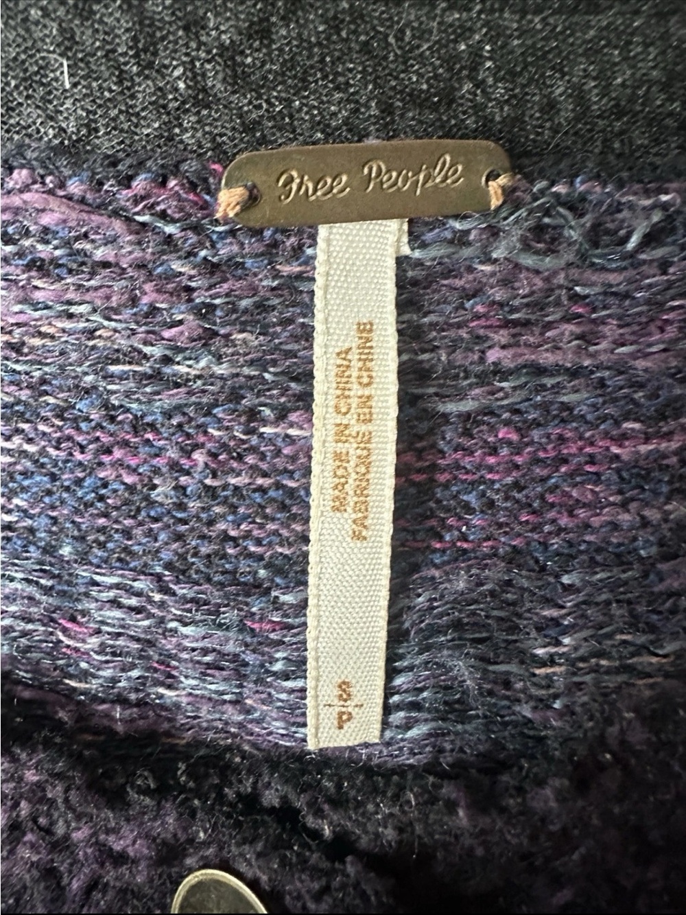 Free People Womens Small Purple Blue Marled Knit Button Sweater Cardigan Boho - Picture 4 of 5